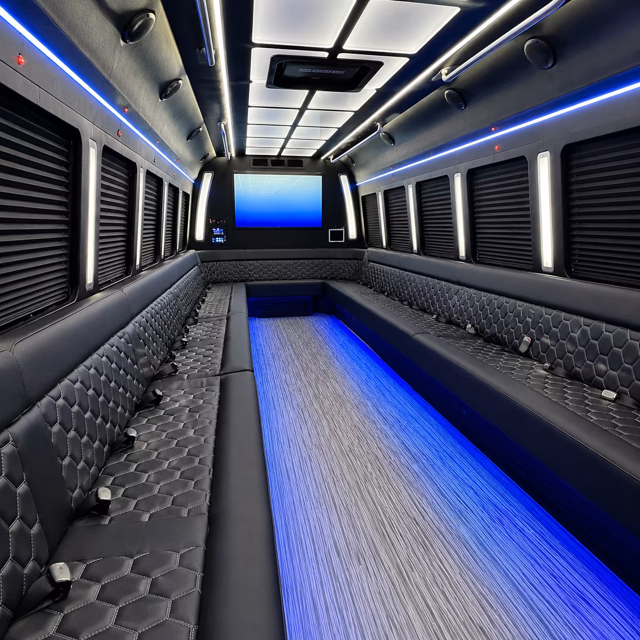 irvington 50 passenger party bus inside